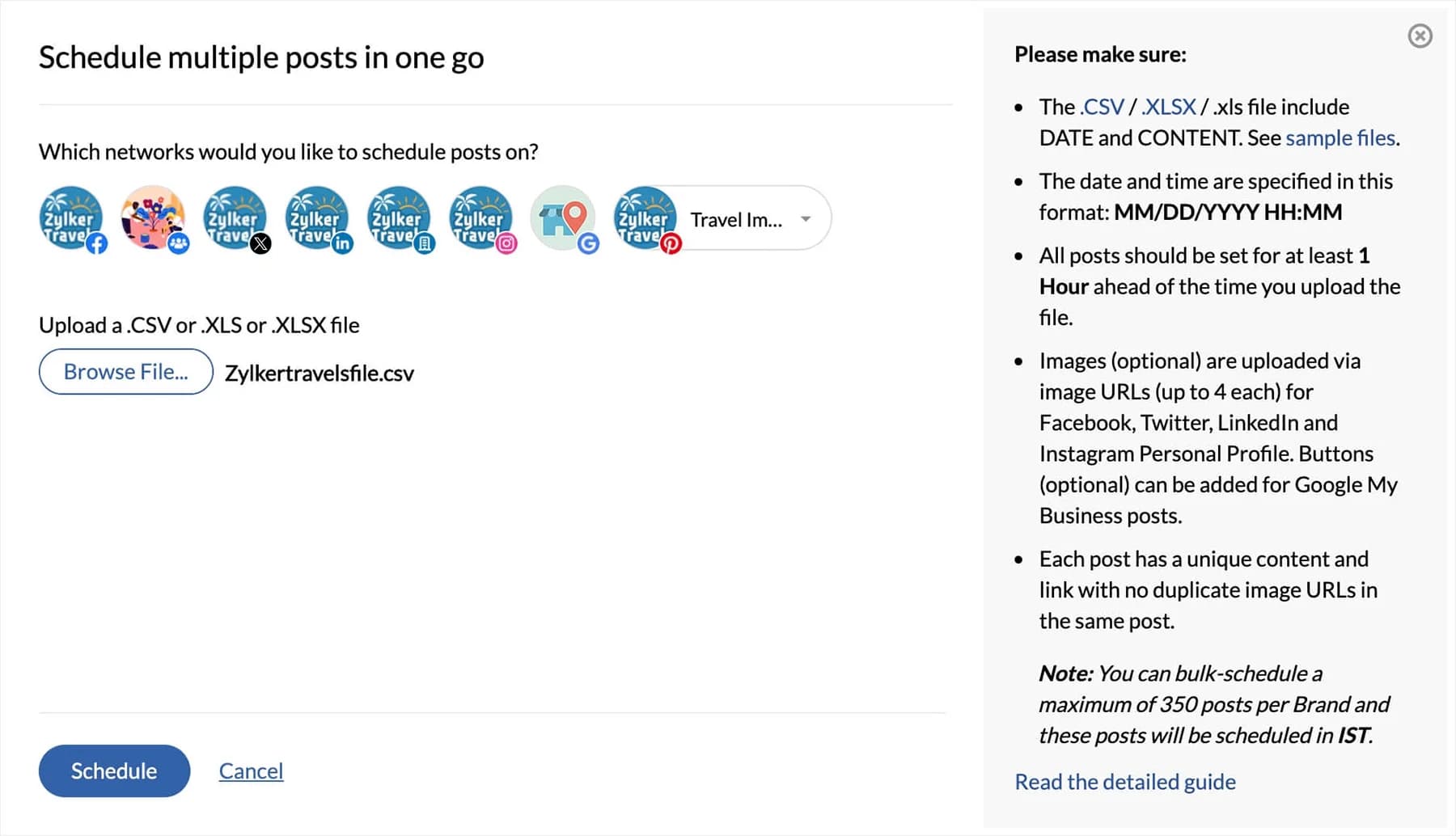 Bulk Schedule Dashboard